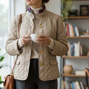Charter Club Beige Quilted Puffer Jacket